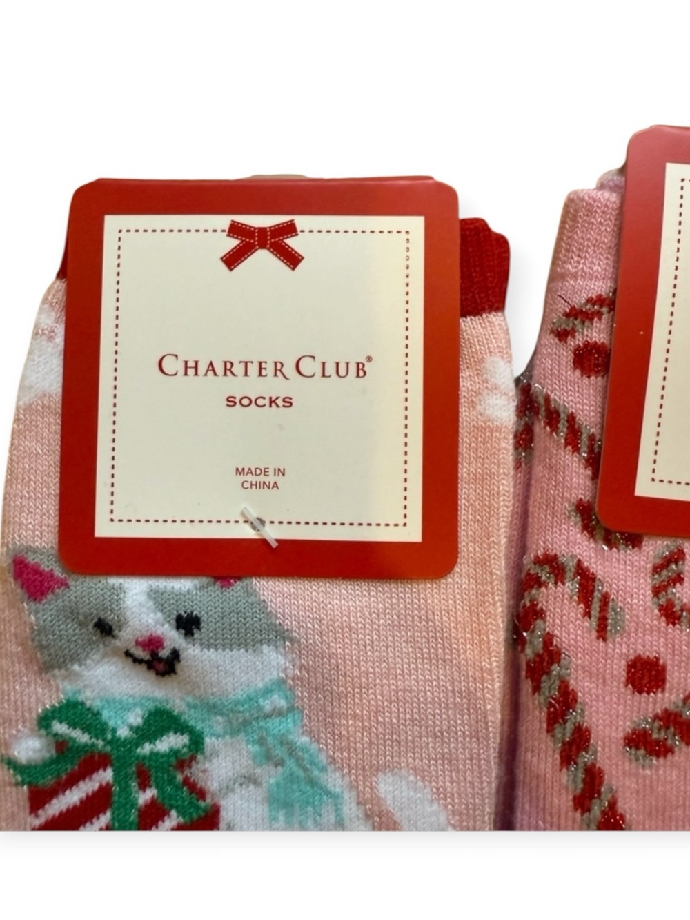 (NWT) 3 Pairs of Women's Charter Club candy cane/ cat Winter Crew Socks 9-11 - Picture 3 of 4